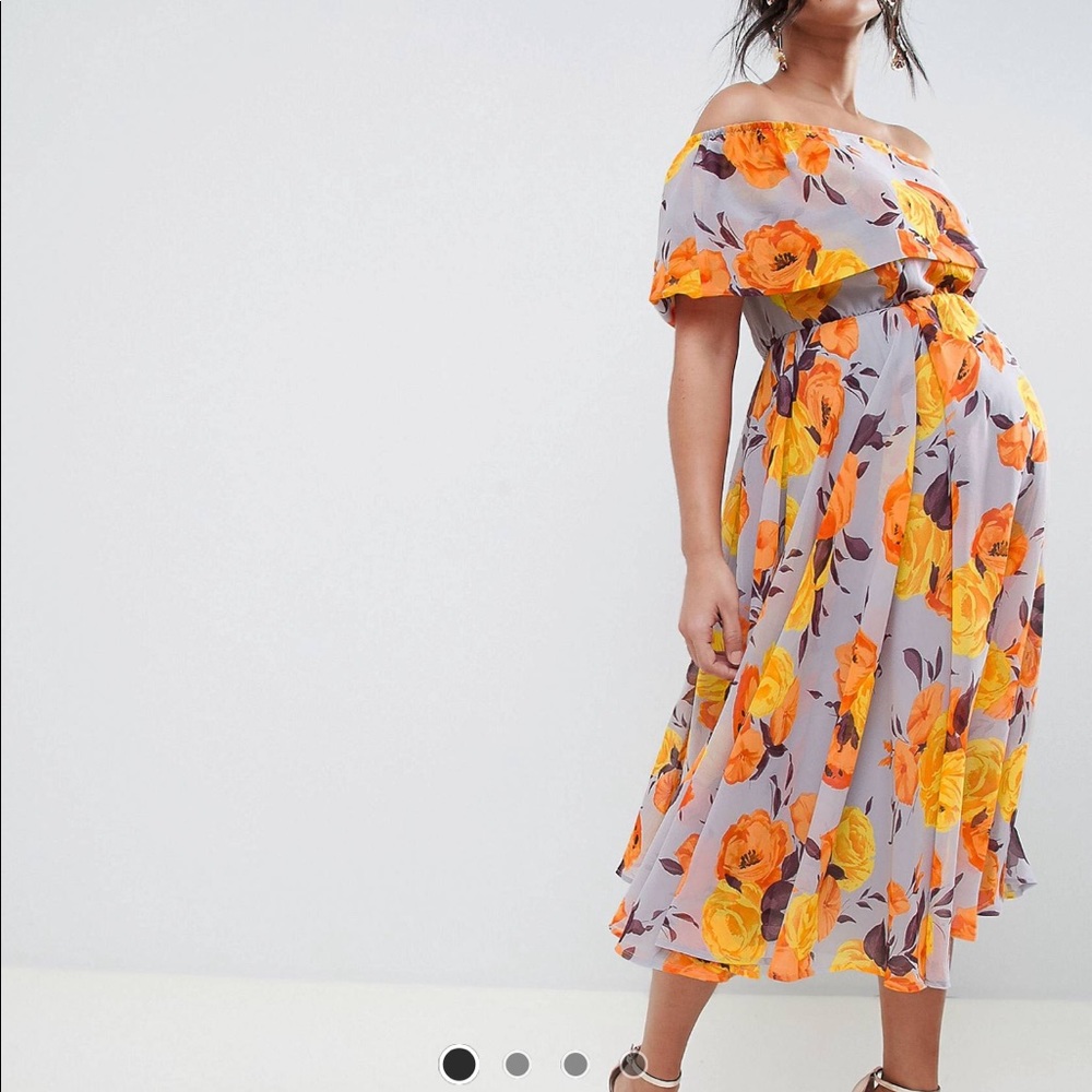 Asos Maternity Bandeau Midi Dress Floral Print